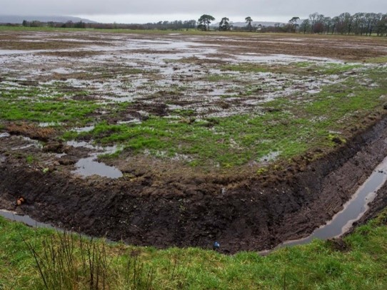 Drains adjacent to an area of raised bog